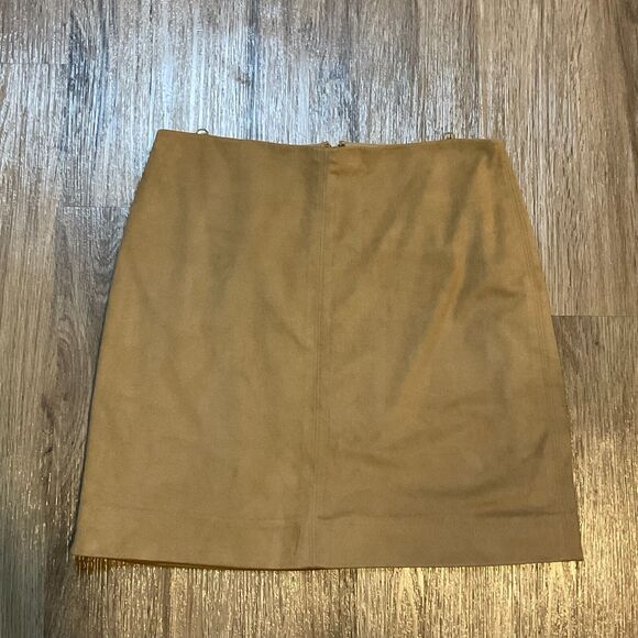 J Crew Faux Suede Skirt Womens 4 Brown Lined Back Zip A-line Casual Business‎ - Picture 1 of 7